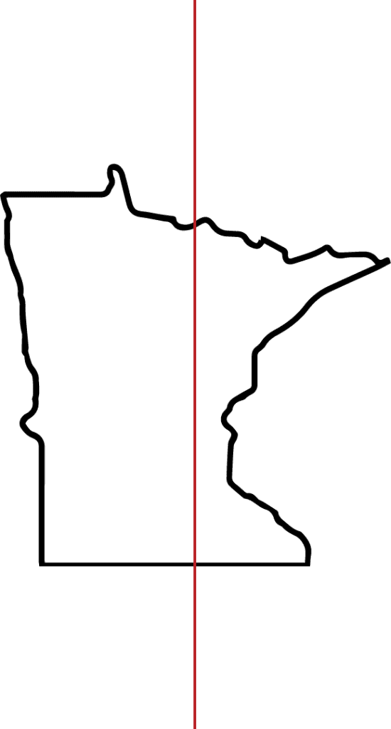 MN state outline with centering line