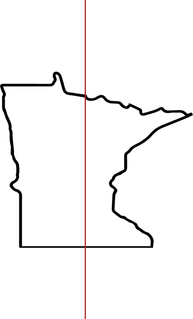 MN state outline, widened with centering line